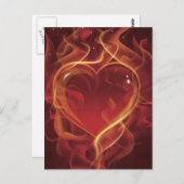 FlamingHeart火災ダークレッドラブフレイムスハート形状 ポストカード (正面/裏面)