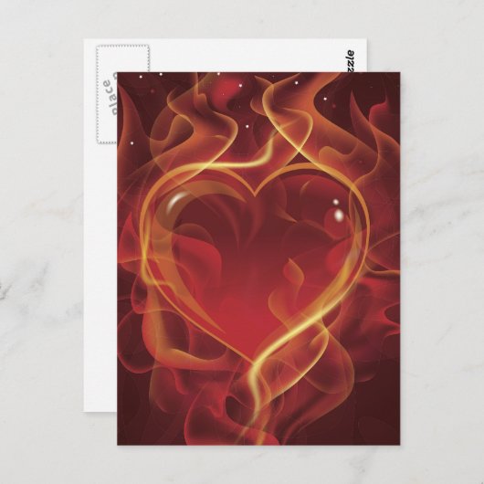 FlamingHeart火災ダークレッドラブフレイムスハート形状 ポストカード (正面/裏面)