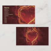 FlamingHeart炎濃い赤の恋の炎ハート形 名刺 (正面/裏面)