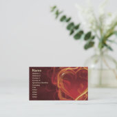 FlamingHeart炎濃い赤の恋の炎ハート形 名刺 (スタンド正面)