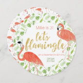 Flamingleのパーティの招待状-円--は 招待状 (正面/裏面)