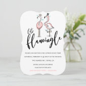 Flamingleのフラミンゴによってスカラップで仕上げられる招待状は 招待状 (スタンド正面)