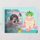 Flamingleの熱帯写真の誕生日の招待状は 招待状 (正面/裏面)