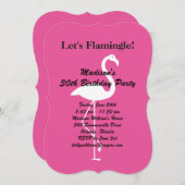 Flamingleの誕生会の招待の明るい赤紫色は 招待状 (正面/裏面)