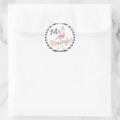 Flamingleは! フラミンゴのステッカー ラウンドシール (バッグ)