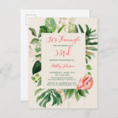 Flamingle ANY YEARトロピック誕生日はがき インビテーションポストカード (正面/裏面)