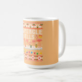 Flamingle Bells Pink Flamingo Christmas Ugly Xmas コーヒーマグカップ (正面右)