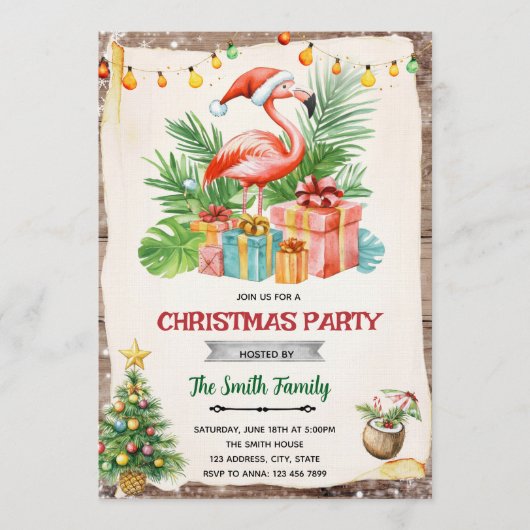 Flamingle Jingle Christmas in July Invitation 招待状 (正面)