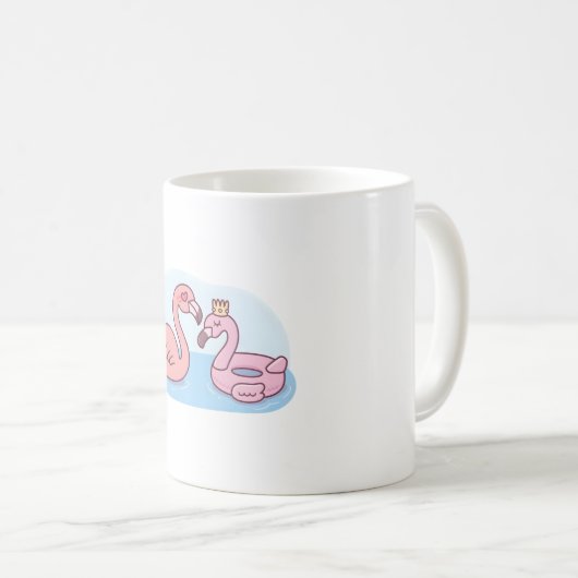 Flamingoおもしろいはピンクのフラミンゴプールフロートを愛す コーヒーマグカップ (正面右)