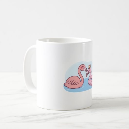 Flamingoおもしろいはピンクのフラミンゴプールフロートを愛す コーヒーマグカップ (正面左)