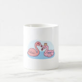 Flamingoおもしろいはピンクのフラミンゴプールフロートを愛す コーヒーマグカップ (中央)