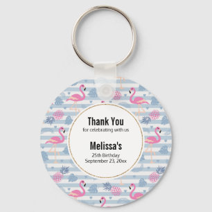 Flamingoお洒落 & Pineapple Pattern Thank You キーホルダー