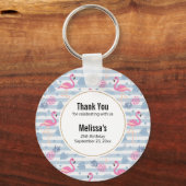 Flamingoお洒落 & Pineapple Pattern Thank You キーホルダー (正面)
