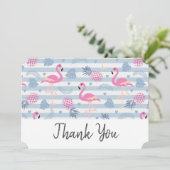 Flamingoお洒落 & Pineapple Pattern Thank You サンキューカード (スタンド正面)