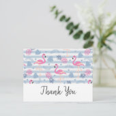 Flamingoお洒落 & Pineapple Pattern Thank You ポストカード (スタンド正面)