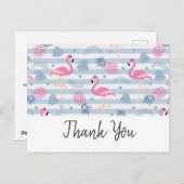 Flamingoお洒落 & Pineapple Pattern Thank You ポストカード (正面/裏面)
