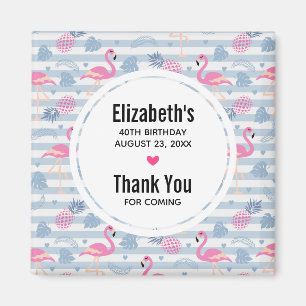 Flamingoお洒落 & Pineapple Pattern Thank You マグネット