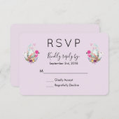 FlamingoとBunny RSVPが入ったバスケットの可愛い卵 出欠カード (正面/裏面)