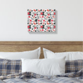 Flamingoのシームレスなパターン(フローラ背景) キャンバスプリント (インサイチュ (寝室))