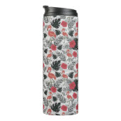 Flamingoのシームレスなパターン(フローラ背景) タンブラー (回転右)