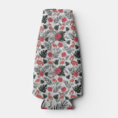 Flamingoのシームレスなパターン(フローラ背景) ボトルクーラー (正面)