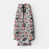 Flamingoのシームレスなパターン(フローラ背景) ボトルクーラー (裏面)