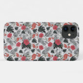 Flamingoのシームレスなパターン(フローラ背景) Case-Mate iPhoneケース (裏面(横))