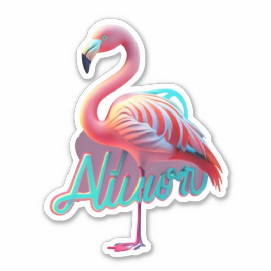 Flamingoのデコ用ステッカーを貼り付け、目立たせる シール (正面)