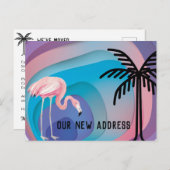 Flamingoの抽象芸術グラデーション図形の新しい住所 案内ポストカード (正面/裏面)