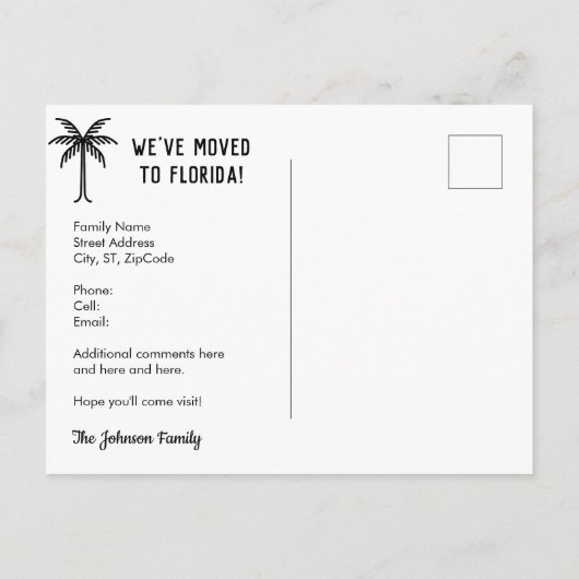 Flamingoの抽象芸術グラデーション図形の新しい住所 案内ポストカード (裏面)