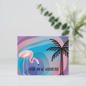 Flamingoの抽象芸術グラデーション図形の新しい住所 案内ポストカード (スタンド正面)
