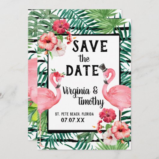 Flamingoをテーマに日付を保存 セーブザデート (正面/裏面)