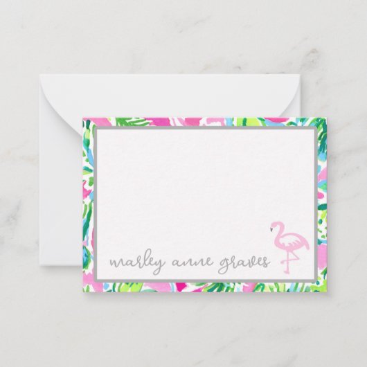 Flamingoノートカパーソナライズされたード ノートカード (正面)
