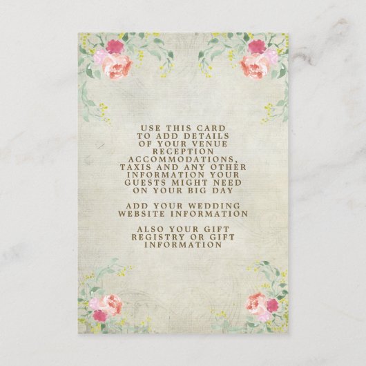 flamingoフローラ結婚の詳細情報カード エンクロージャーカード (裏面)