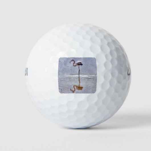 Flamingoリップルと反射の水色 ゴルフボール (正面)