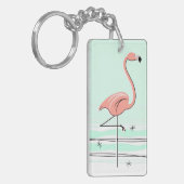 Flamingo文字バックキーチェーン長方形緑 キーホルダー (正面左)