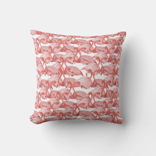 Flamingo水彩:シームレスな小さなパターン クッション (正面)