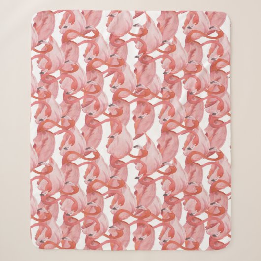 Flamingo水彩:シームレスな小さなパターン シェルパブランケット (正面)