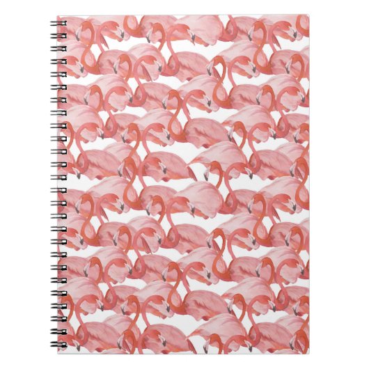 Flamingo水彩:シームレスな小さなパターン ノートブック (正面)