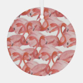 Flamingo水彩:シームレスパターン ガラスオーナメント (裏面)