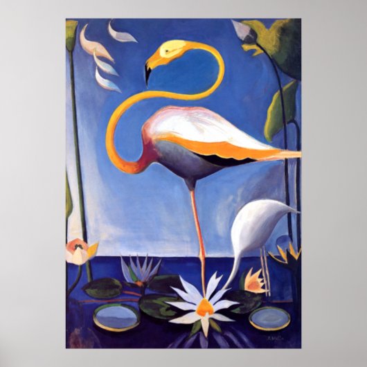 Flamingo絵画のby Joseph Stella ポスター (正面)