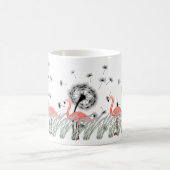 Flamingo鮮やかとDandelion & Reed Grass コーヒーマグカップ (中央)