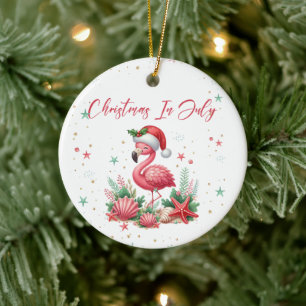 Flamingo 7月のクリスマス セラミックオーナメント
