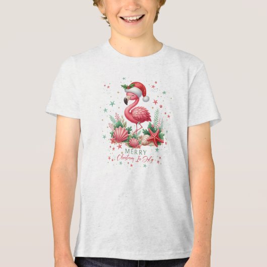 Flamingo 7月のクリスマス トライブレンドTシャツ (正面)