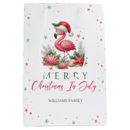 Flamingo 7月のクリスマス ミディアムペーパーバッグ