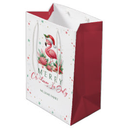 Flamingo 7月のクリスマス ミディアムペーパーバッグ
