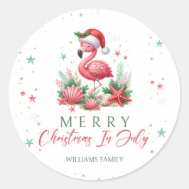 Flamingo 7月のクリスマス ラウンドシール