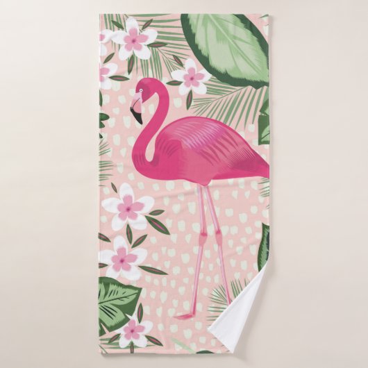 Flamingo and palm trees seamless pattern illustrat バスタオル (バスタオル)