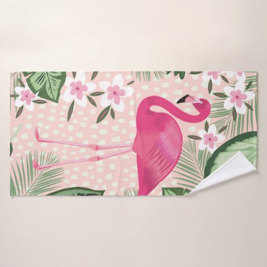 Flamingo and palm trees seamless pattern illustrat バスタオル (バスタオル)
