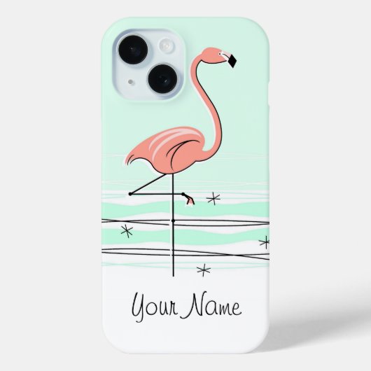 Flamingo Aqua '名前' iPhoneケース Case-Mate iPhoneケース (裏面)